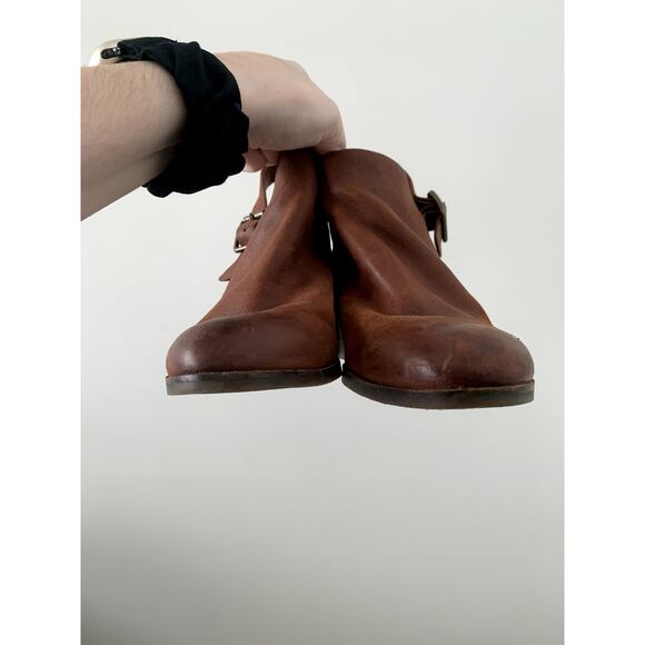 Lucky Brand Machiko Brown Leather Distressed Heeled Mule Booties Size 9 - Picture 6 of 7